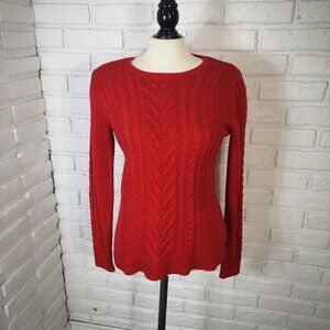 Old Navy Ladies Size Medium Robbie Red Round Neck Cable Stitch Sweater
